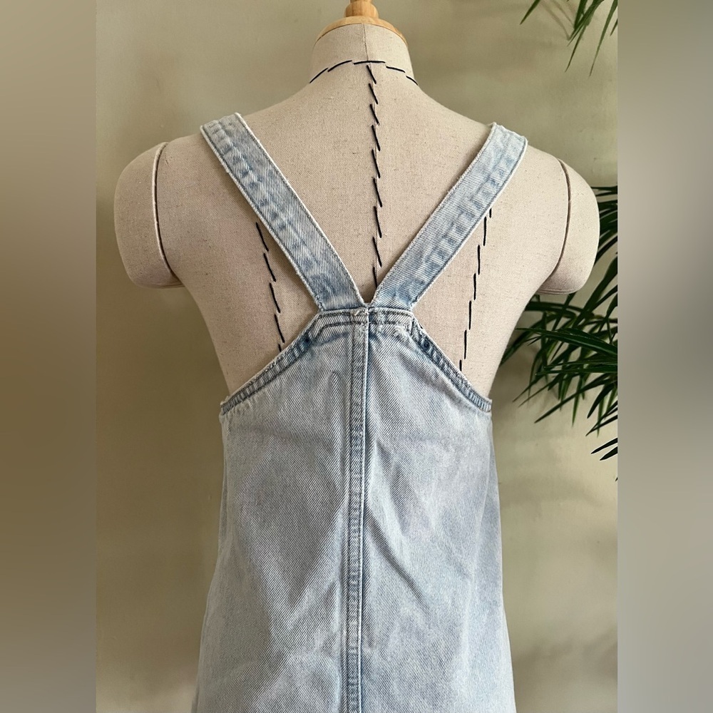 ZARA Light Wash Denim Mini Overall Dress | XS - Picture 4 of 10
